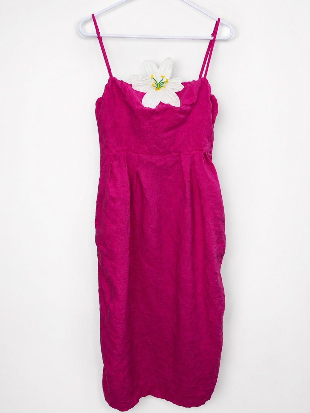 FANM MON Pink 100% Linen Midi Dress